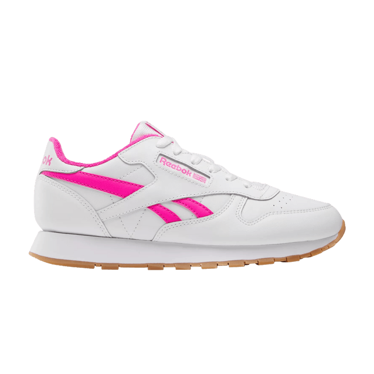 Reebok Classic Leather Big Kid 'White Laser Pink Gum' — White/Laser Pink/Rubber Gum
