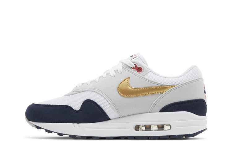Nike Air Max 1 'Olympic' — Obsidian/White/Light Smoke Grey/Metallic Gold