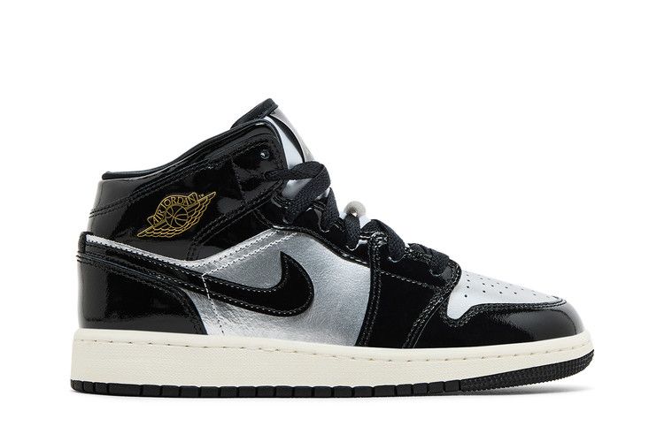 Air Jordan 1 Mid SE GS 'Black Metallic Silver'