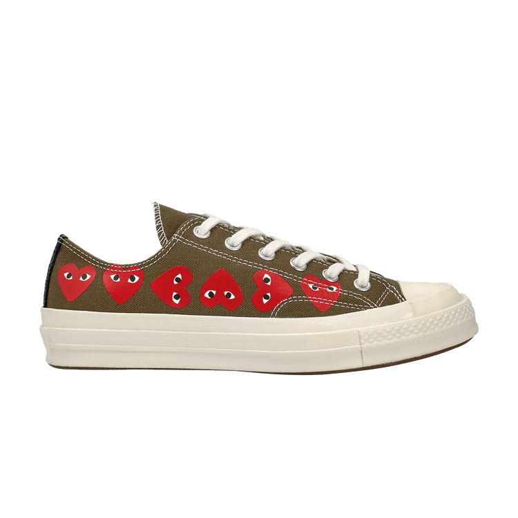 Comme des Garçons Play x Converse Chuck 70 Low Top 'Multi Heart' — Brown/Khaki