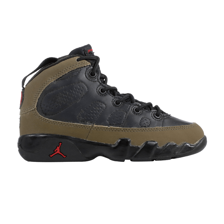 Air Jordan 9 Retro 3/4 Hi PS — Black/Light Olive-True Red