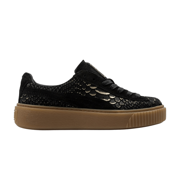 Puma Wmns Basket Platform Exotic Skin — Black/Gold