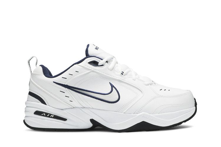 Nike Air Monarch IV 4E Wide — White/Metallic Silver-Midnight Navy