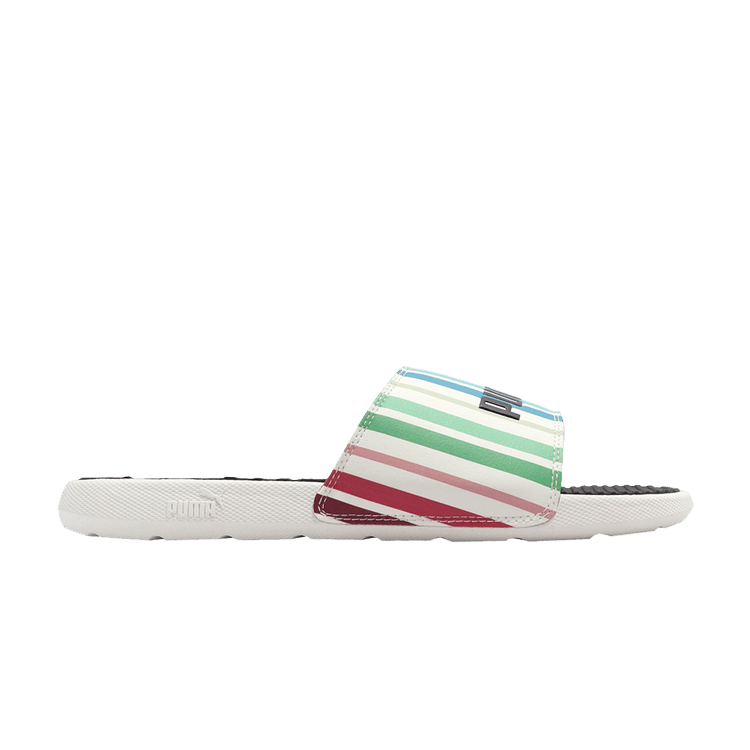 Puma Cool Cat Slide 'White Multi' — Black/White/Black