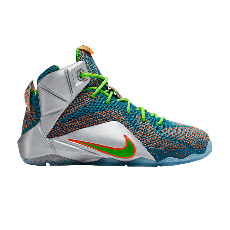 Nike LeBron 12 GS 'Trillion Dollar Man' — Rftbl/Elctrc Grn-Mtllc Slvr-Tt