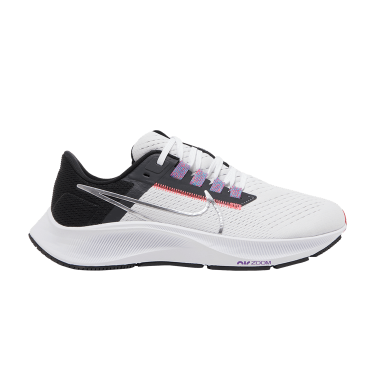 Nike Wmns Air Zoom Pegasus 38 'White Metallic Silver' — White/Black/Flash Crimson/Metallic Silver