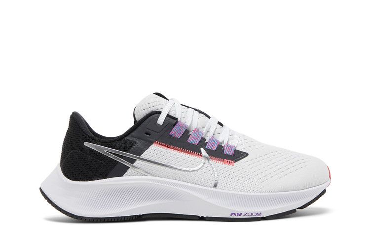 Nike Wmns Air Zoom Pegasus 38 'White Metallic Silver' — White/Black/Flash Crimson/Metallic Silver