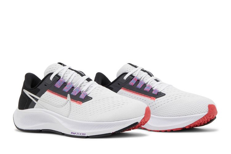 Nike Wmns Air Zoom Pegasus 38 'White Metallic Silver' — White/Black/Flash Crimson/Metallic Silver