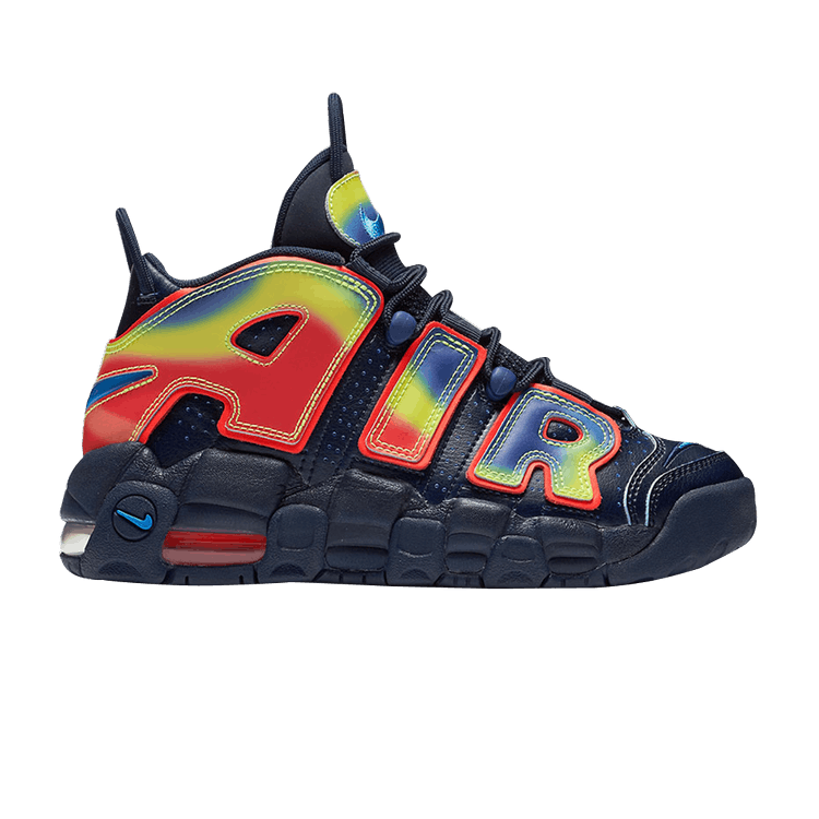 Nike Air More Uptempo GS 'Heat Map' — Obsidian/Photo Blue-Bright Crimson-Volt