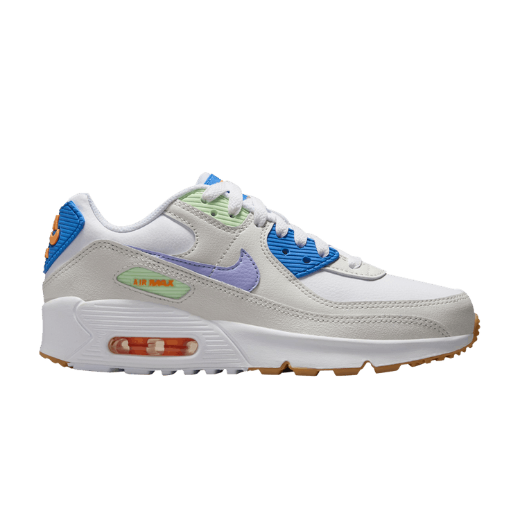 Nike Air Max 90 Leather GS 'White Purple Pulse' — White/Phantom/Photo Blue/Purple Pulse