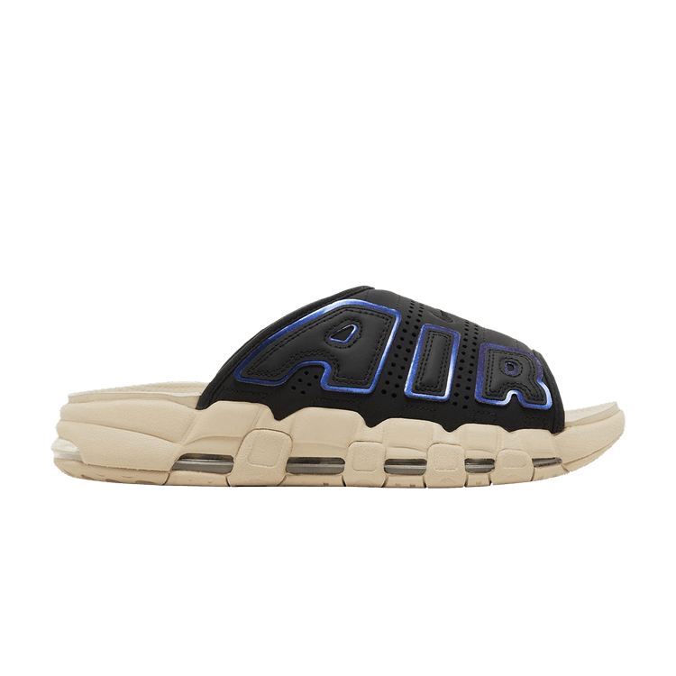 Nike Air More Uptempo Slide 'Black Sanddrift Iridescent' — Black/Multi-Color/Sanddrift/Clear (FB7802 001)