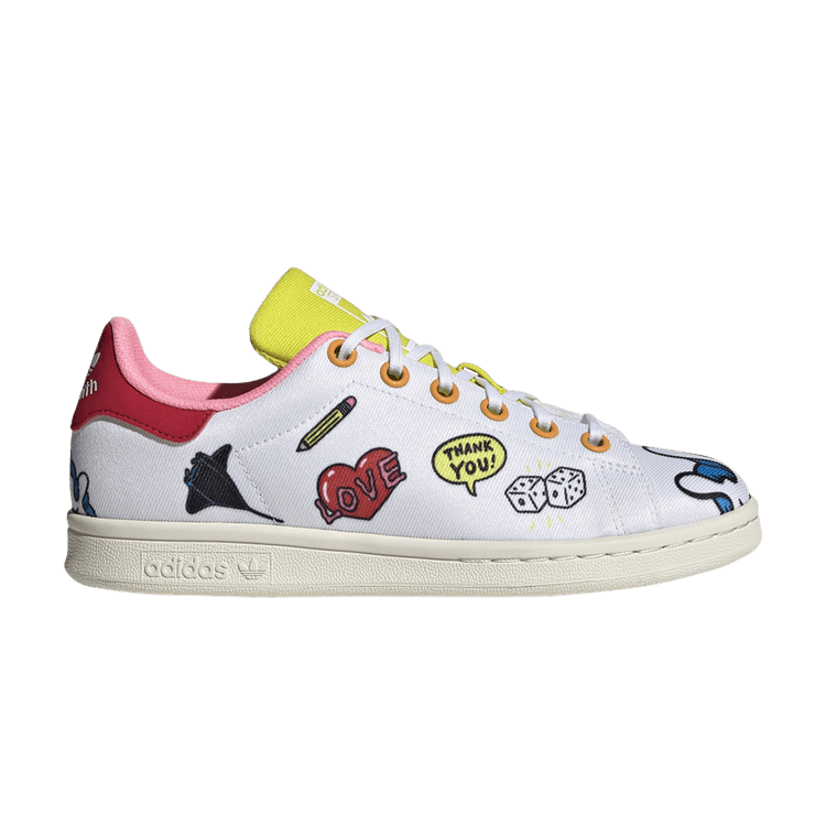 Aaron Kai x adidas Stan Smith Primeblue Big Kid 'Doodles' — Cloud White/Vivid Green/Scarlet