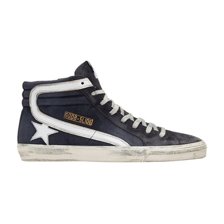 Golden Goose Distressed Slide High 'Navy Denim' — Navy/Denim