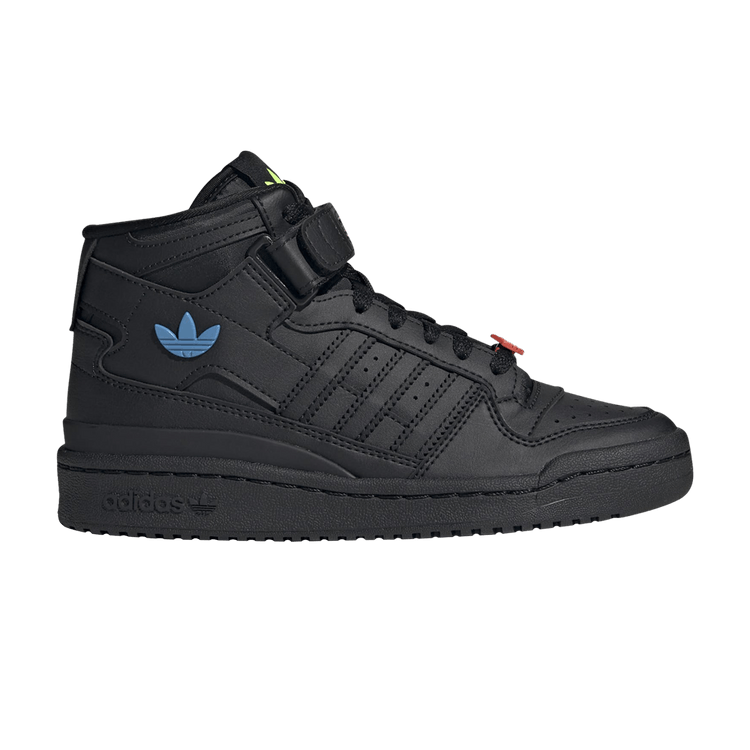 adidas Forum Mid J 'Trefoil Pins' — Core Black/Solar Red/Pulse Blue