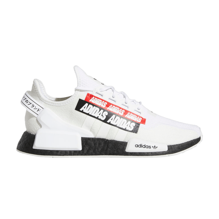 adidas NMD_R1 V2 'Overbranded' — Cloud White / Core Black / Scarlet