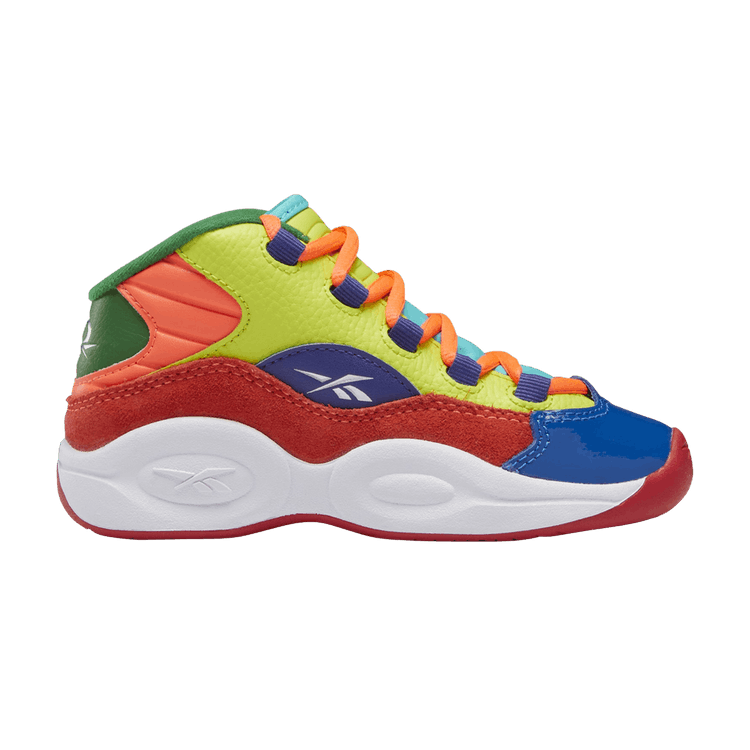 Reebok Question Mid Little Kid 'Color Explosion' — Orange Flare/Acid Yellow/Bold Purple
