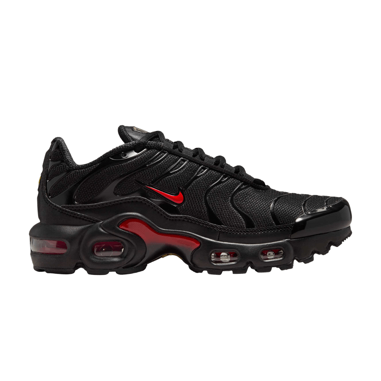Nike Air Max Plus GS 'Bred' — Black/Black/Metallic Gold/University Red