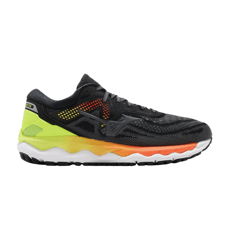 Mizuno Wave Sky 4 Super Wide 'Black Yellow' — Black/Grey/Yellow