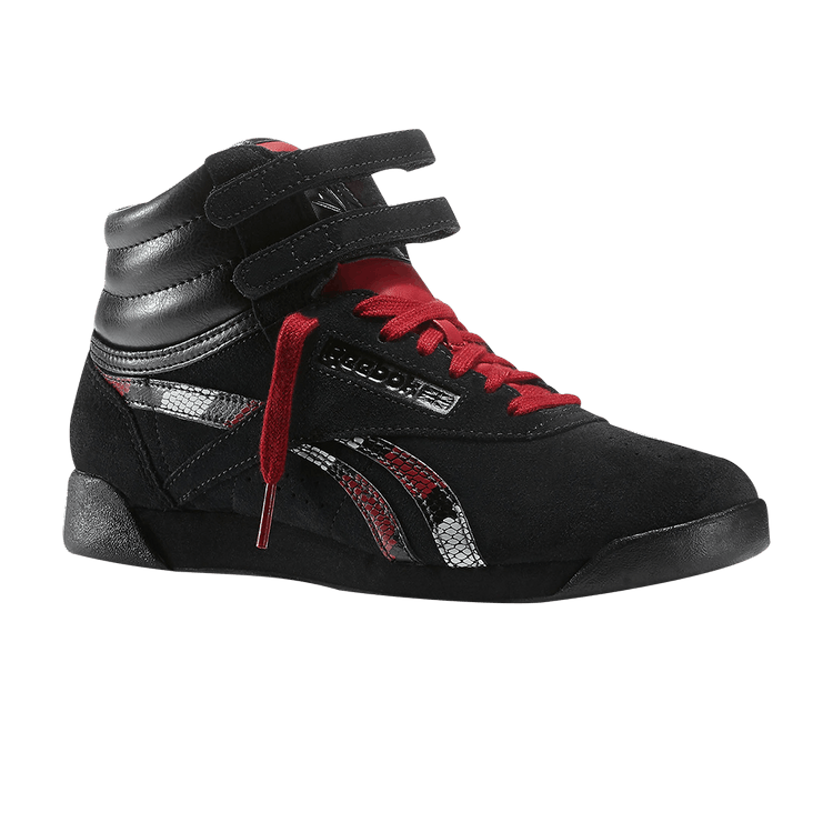 Reebok Wmns Freestyle Exotics Leather High — Black / Cranberry / Cream