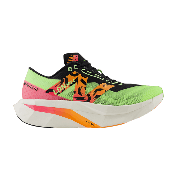 New Balance FuelCell SuperComp Elite v4 'TCS London Marathon 2024' — Bleached Lime Glo/Hot Mango/Neon Pink