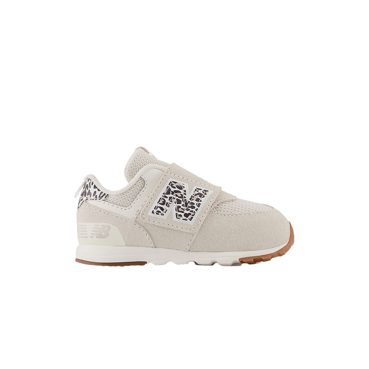 New Balance 574 New-B Hook & Loop Toddler 'Leopard' — Sea Salt/Black/Stone Pink