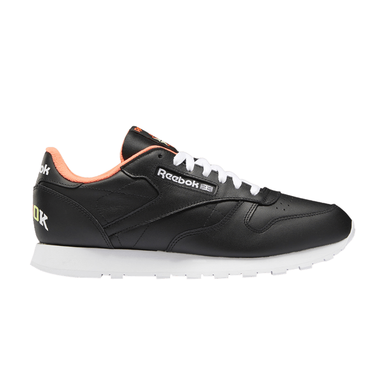 Reebok Classic Leather 'Black Orange Flare' — Black/Footwear White/Orange Flare