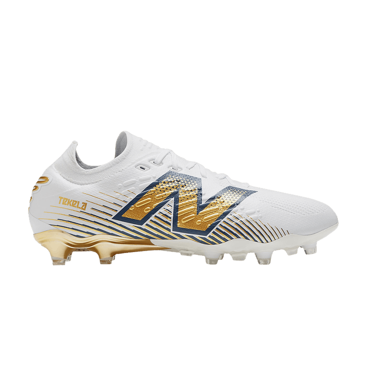 Endrick x New Balance Tekela v4+ Pro Low FG 'Rising' — White/Navy/Gold Metallic