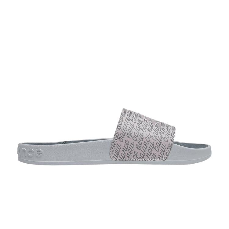 New Balance Wmns 200 Slides 'Allover Italic Logo' — Light Cyclone/Ocean Grey
