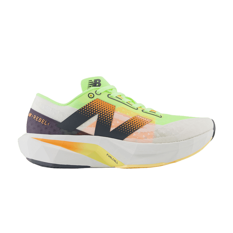 New Balance Wmns FuelCell Rebel v4 'White Bleached Lime Glo' — White/Bleached Lime Glow/Hot Mango