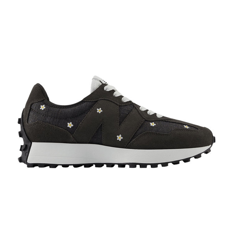 New Balance Wmns 327 'Black Floral Embroidery' — Black Cement/White